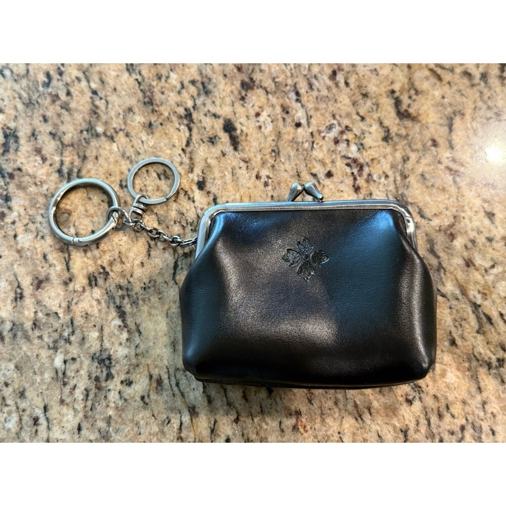 Patricia Nash Borse Black Leather Kisslock Coin Purse Pouch RFID